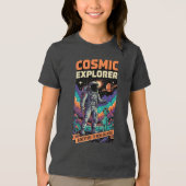コズミック エクスプローラー 宇宙飛行士 宇宙探検 キッズ  トライブレンドＴシャツ (正面)