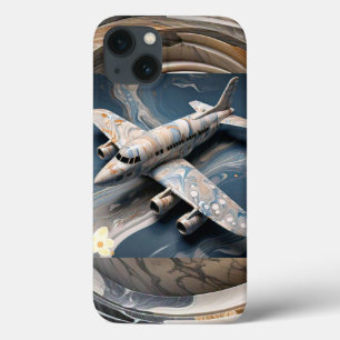 「コズミック・キャンバス:大理石模様の飛行士」 iPhone 13ケース