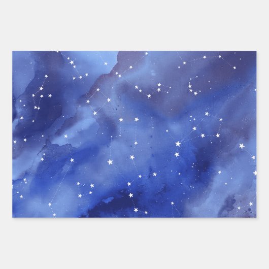 コズミック パープル インディゴ スター ラッピングペーパーシート (正面)