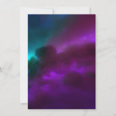 コズミック パープル ティール シルバー 天体 ベビー シャワー 招待状 (裏面)