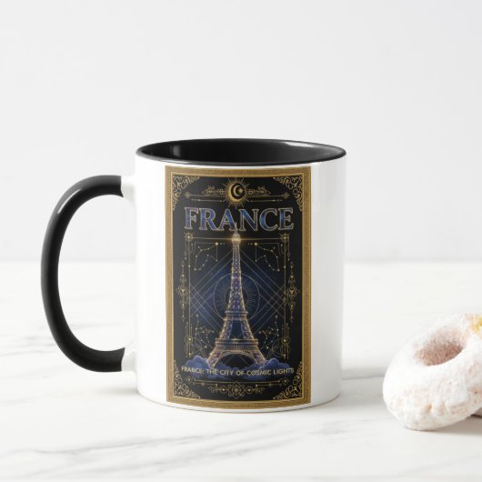 コズミック フランス エッフェル塔 天体アート マグカップ (ドーナツ)