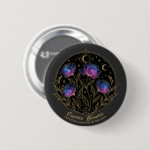 コズミック・ブルーム – 天体フラワーマンダラの花々 缶バッジ (正面&裏面)