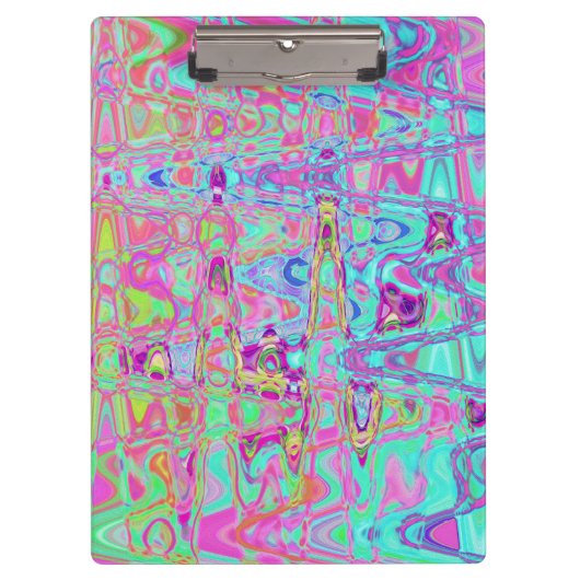コズミック,抽象芸術,アクア,ホットピンク,レトロ,リップル, クリップボード (正面)