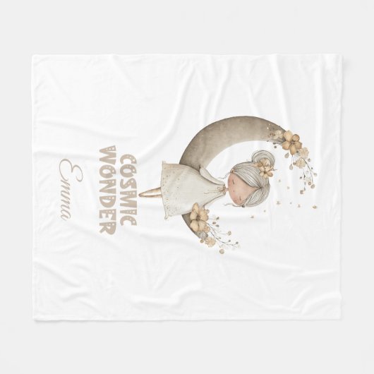 コズミ疑問に思スフェアリーパーソナライズされたムーン フリースブランケット (正面(横))