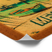 コズメルパームツリーレトロ80sメキシコプラヤ ポスター (角)