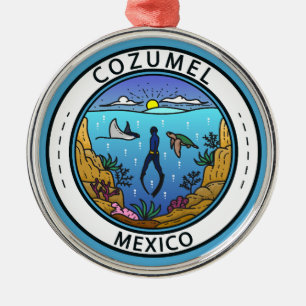 コズメルメキシコスキューババッジ メタルオーナメント