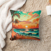 コズメルメキシコパームツリーヴィンテージトラベル土産 クッション (ブランケット)