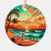 コズメルメキシコパームツリーヴィンテージトラベル土産 セラミックオーナメント (正面)