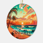 コズメルメキシコパームツリーヴィンテージトラベル土産 セラミックオーナメント (左)