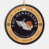 コズメルメキシコパームツリーヴィンテージトラベル土産 セラミックオーナメント (裏面)