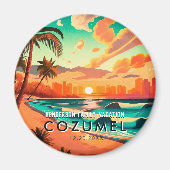 コズメルメキシコパームツリーヴィンテージトラベル土産 マグネット (正面)