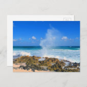 コズメルメキシコビーチウェーブスプラッシュウォータースパウトティール（緑がかった色） ポストカード (正面/裏面)