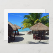 コズメルメキシコビーチハットパームツリーティール(緑がかった色)ウォーターバカ ポストカード (正面/裏面)