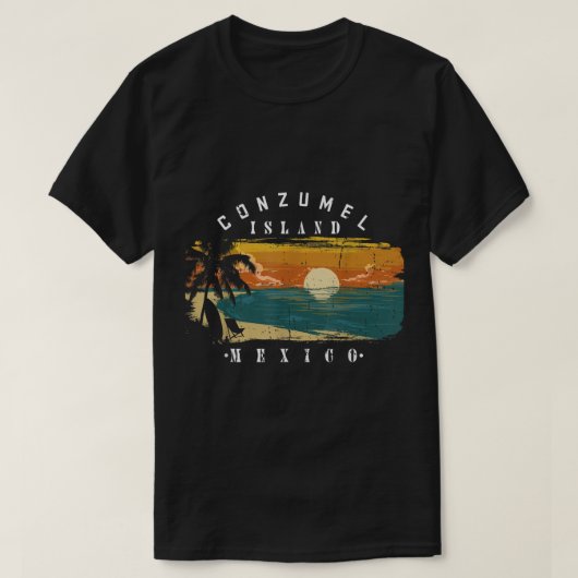 コズメルメキシコビーチレトロカッコいいグ動揺してラフ Tシャツ (デザイン正面)