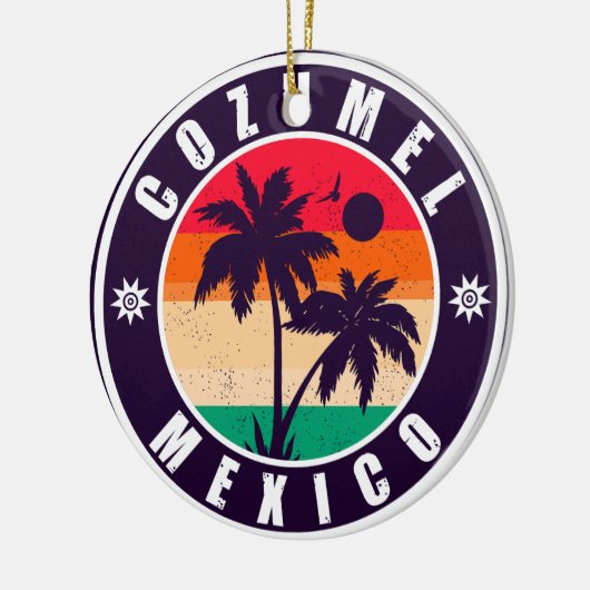 コズメルメキシコヤシの木の旅行お土産60s セラミックオーナメント (左)