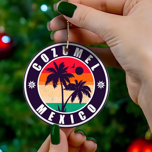 コズメルメキシコヤシの木の旅行お土産60s セラミックオーナメント