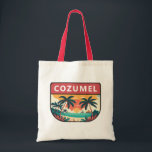 コズメルメキシコレトロエンブレム トートバッグ<br><div class="desc">Cozumelベクトルアートデザイン。海に浮かぶメキシカリブのコの島で人気がある、スキューバダイビングで有名なクルーズ船の港。</div>