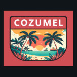 コズメルメキシコレトロエンブレム ポスター<br><div class="desc">Cozumelベクトルアートデザイン。海に浮かぶメキシカリブのコの島で人気がある、スキューバダイビングで有名なクルーズ船の港。</div>