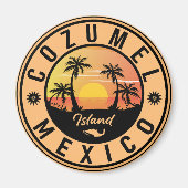 コズメルメキシコ島レトロサンセットディ土産 マグネット (正面)