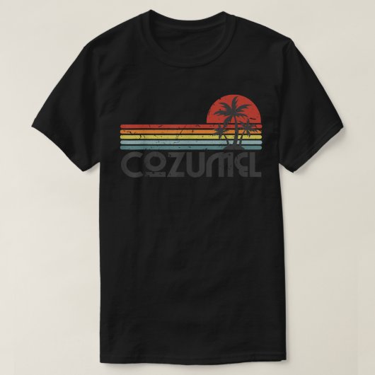 コズメルメキシコ – メキシコビーチレトロサンセットヴィンタグ Tシャツ (デザイン正面)