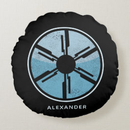 コズ動揺してミック宇宙ブルーグラデーションサイエンスフィクション未来論 ラウンドクッション