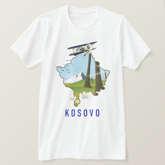 コソボの地図 Tシャツ (デザイン正面)