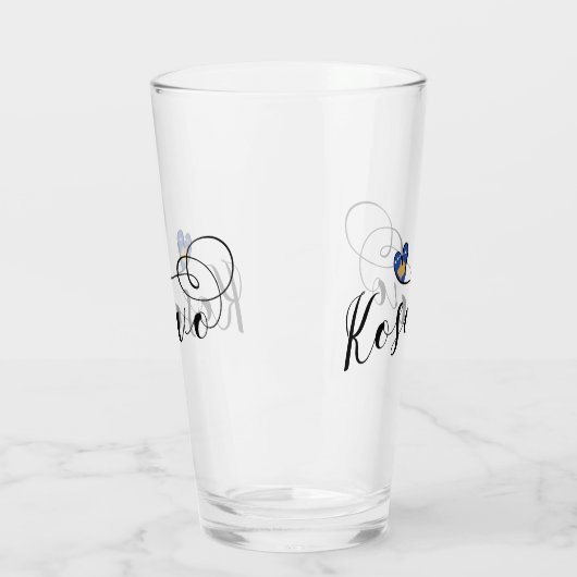 コソボの旗のハート、私はKosovarコソボを愛します タンブラーグラス (左)