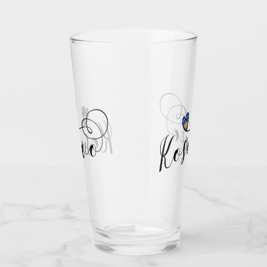 コソボの旗のハート、私はKosovarコソボを愛します タンブラーグラス (右)