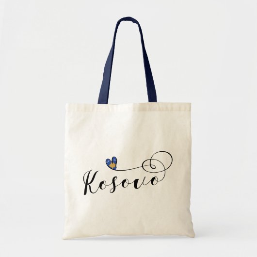 コソボの旗のハート、私はKosovarコソボを愛します トートバッグ (正面)