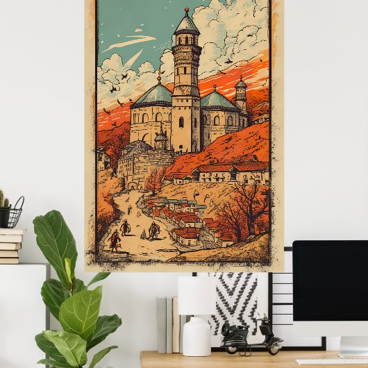 コソボを発表：ヴィンテージ旅行の冒険 ポスター (ホームオフィス)