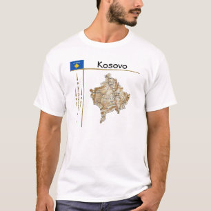 コソボマップ+フラグ+タイトルTシャツ Tシャツ