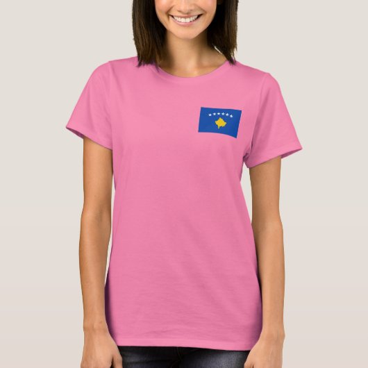 コソボ国旗と地図dk Tシャツ (正面)