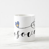 コソボ国旗のハート、私はコソボ大好き、コソバール コーヒーマグカップ (中央)