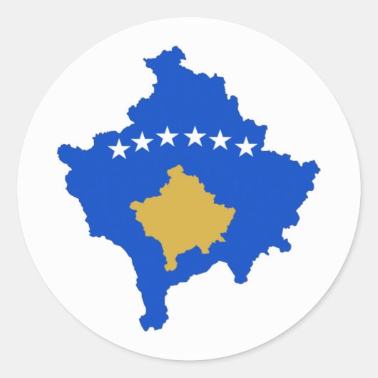 コソボ国旗の地図シルエット ラウンドシール (正面)