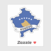 コソボ国旗の地図 シール (シート)
