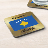 コソボ国旗+文字コースター コースター (左側)