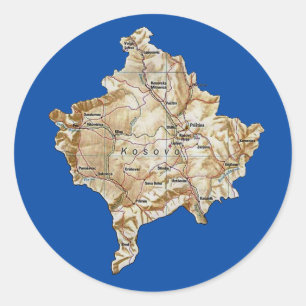 コソボ地図ステッカー ラウンドシール