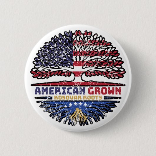 コソボ・コソバール・アメリカ合衆国ツリー・ルーツ国旗 缶バッジ (正面)