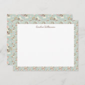 コタ素朴ゲコア水色フローラセージ名 ノートカード (正面/裏面)