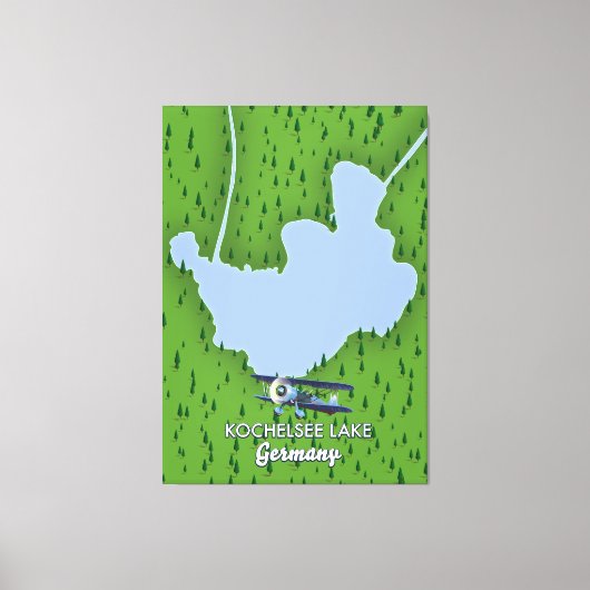 コチェルシー湖、ドイツの地図 キャンバスプリント (正面)