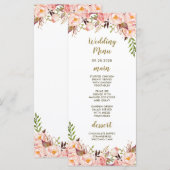 コチョウのブッシュピンクとゴールドの結婚式メニューカード メニュー (正面/裏面)