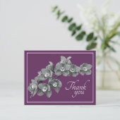 コチョウの花のブラック/ホワイトのムーブの背景 サンキュー ポストカード (スタンド正面)