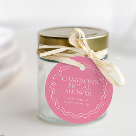 コチョウランのピンク | 波打つ縁取りのウェディングシャワー フェイバータグ