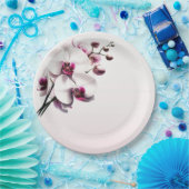 コチョウラン 花 ピンク & ホワイト ウェディング ペーパープレート (パーティー)