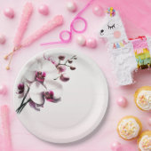 コチョウラン 花 ピンク & ホワイト ウェディング ペーパープレート (パーティー)