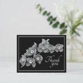 コチョウラン 花 黒/白 黒バック サンキュー ポストカード (スタンド正面)