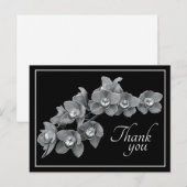 コチョウラン 花 黒/白 黒バック サンキュー ポストカード (正面/裏面)