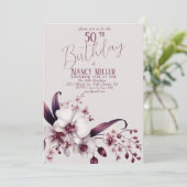コチョウラン 花 50歳 誕生日 ご招待 招待状 (スタンド正面)