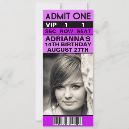 コチョウ・パープルVIPフォトチケットお誕生日会 招待状 (正面)