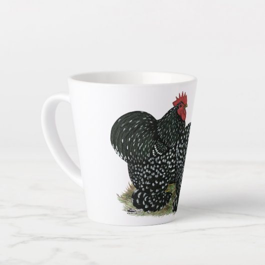 コチンのまだら模様の鶏 カフェラテマグ (左アングル)